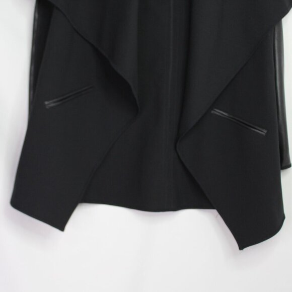SPANX Faux Leather Convertible Jacket Black Coat Snap Drape Front Size XS - Picture 5 of 12
